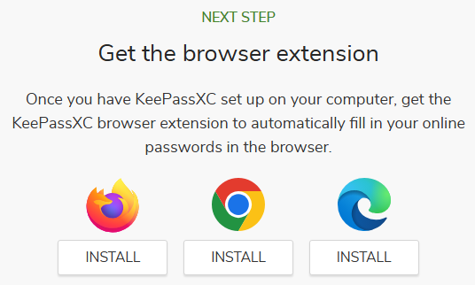 Guía de instalación de extensión de navegador de KeePassXC